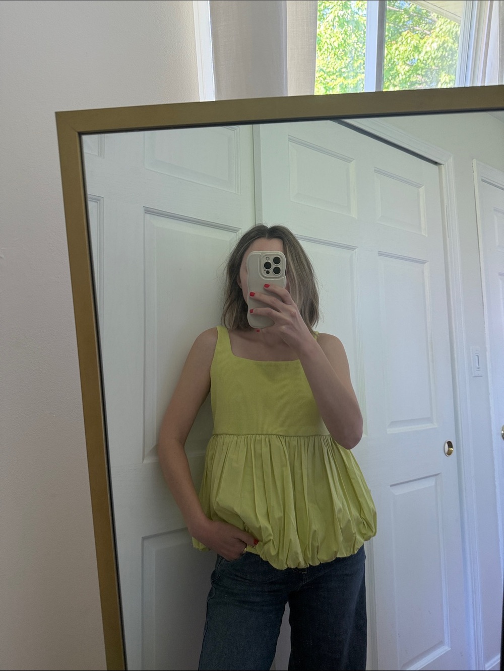 Ribbed Bubble Hem Tank Top